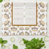 2019 Kalendergoudkroon tiara Kitchen Tea Towel Theedoek (Gevouwen)