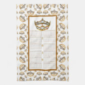 2019 Kalendergoudkroon tiara Kitchen Tea Towel Theedoek (Verticaal)