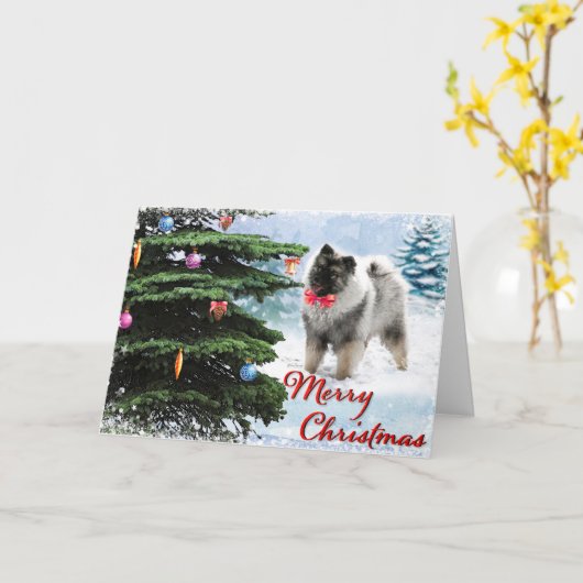 2019 Keeshond Verzamelaars Kerstkaart Kaart (Gele Bloem)