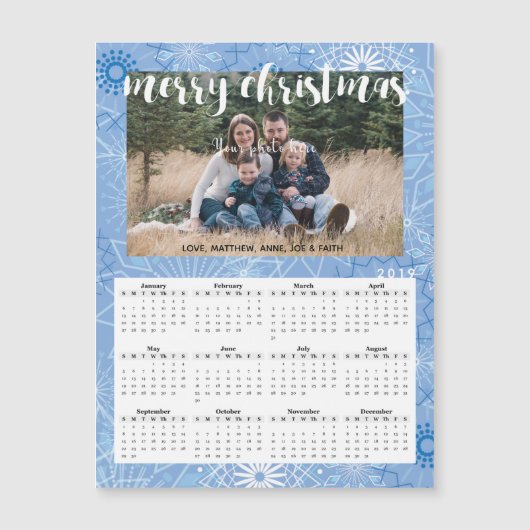 2019 Kerst Foto Magnetische Kalender Kaart (Voorkant)