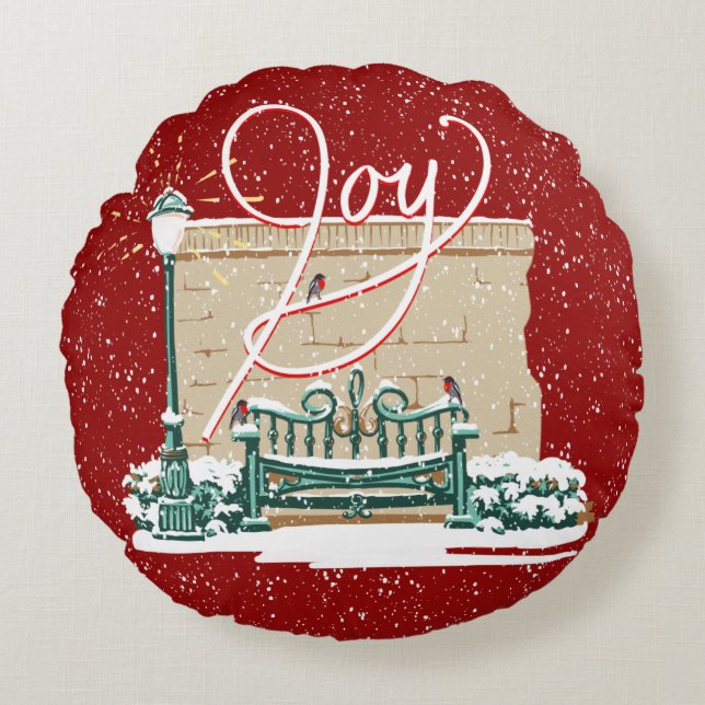 2019 Kerst Vreugde Rond Sierkussen Kussen (Voorkant)