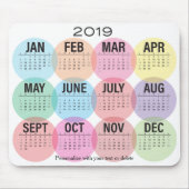 2019 - Kleurrijk maandontwerp voor agenda Muismat (Voorkant)