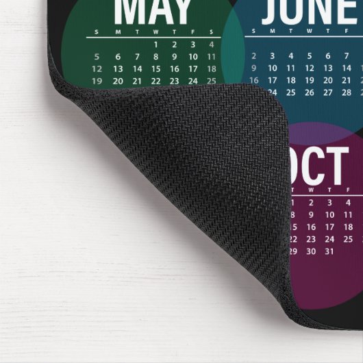 2019 kleurrijke agenda op zwart muismat (Hoek)
