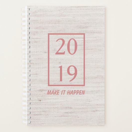 2019 Linnen Blush Make It Happen Quote Planner (Voorkant)