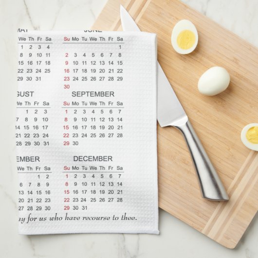 2019 Maagd Mary Calendar zonder winstoogmerk Theedoek (Quarter Fold)