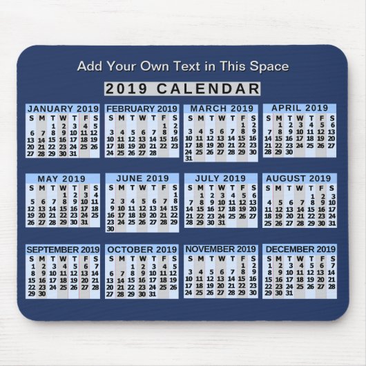 2019 Maandelijkse kalender Gemakkelijk om zaken te Muismat (Voorkant)