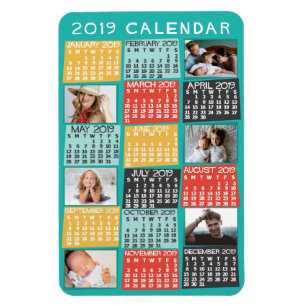 2019 Maandelijkse kalender Moderne Foto Collage 20 Magneet