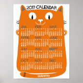 2019 Maandelijkse kalender Oranje kat uit de midde Poster (Voorkant)