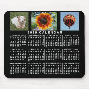 2019 Maandelijkse kalender zwart, aangepast 3 foto Muismat