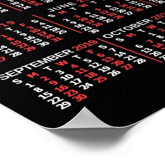 2019 Maandelijkse kalender zwart, aangepast 3 foto Poster (Hoek)