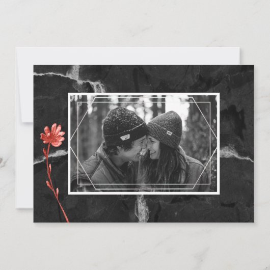 2019 Modern Coral Blauwgroen Botanische Zwarte Huw Kaart (Achterkant)