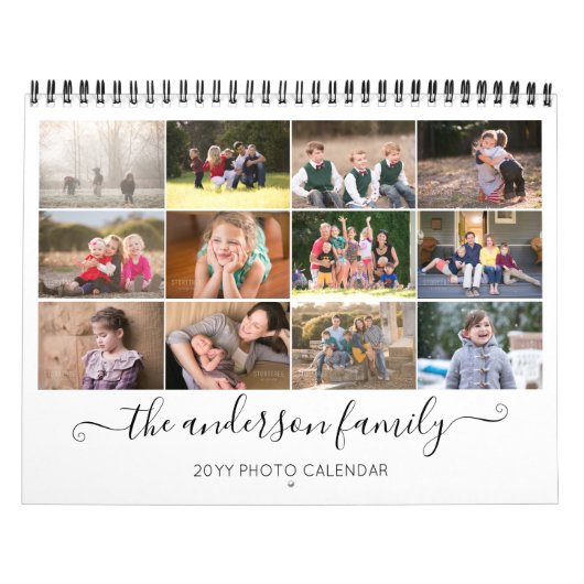 2019 Modern Rustiek Chic Zwart Familie Script Foto Kalender (Hoes)