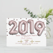 2019 New Years Eve Party Roos goudballonnen Kaart (Staand voorkant)