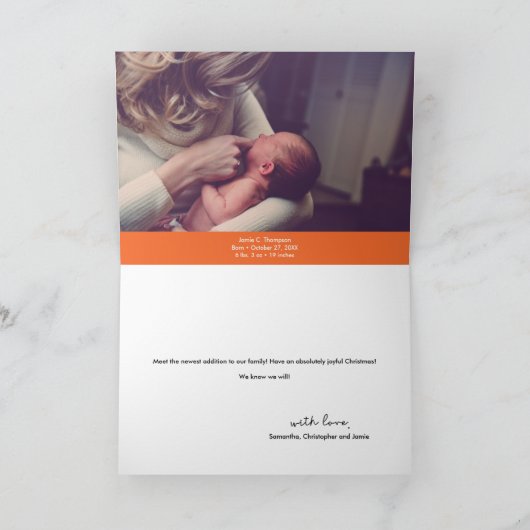 2019 Nieuw babykerstscript Feestdagen Kaart (Binnen)