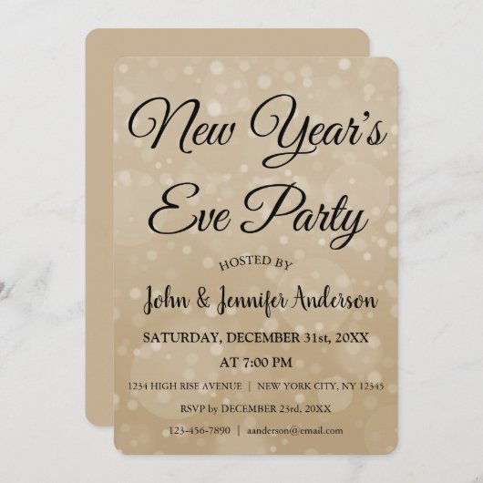 2019 Nieuwjaarsfeest Faux Bokeh Kaart (Voorkant / Achterkant)