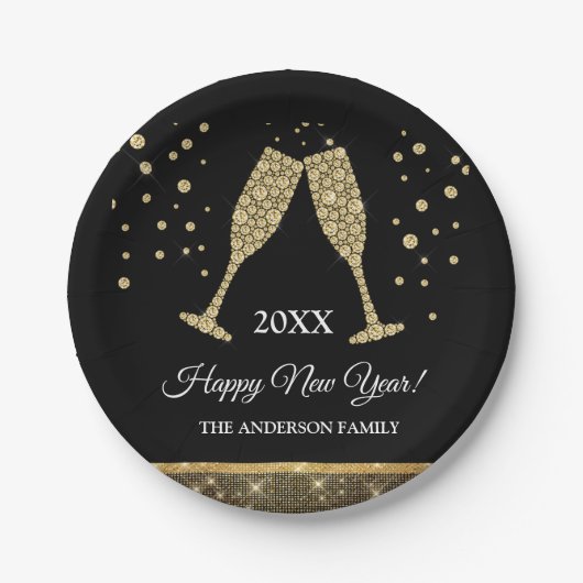 2019 Oudejaarsavond Feest Faux Gold Foil Papieren Bordje (Voorkant)