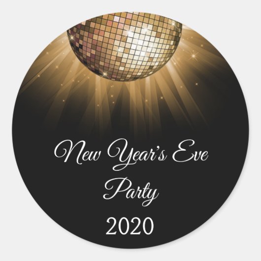 2019 Oudejaarsavond Party Gold Disco Ball Ronde Sticker (Voorkant)