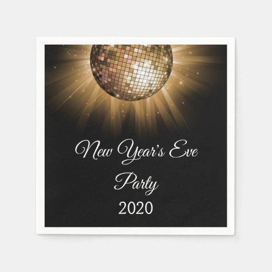 2019 Oudejaarsavond Party Gold Disco Ball Servet (Voorkant)