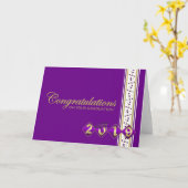 2019 Paarse en Gold Afstuderen - Gefeliciteerd Kaart (Gele Bloem)