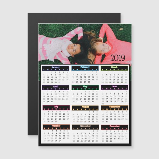 2019 Persoonlijke Photo Mini Calendar Magnetische Uitnodiging (Voorkant / Achterkant)