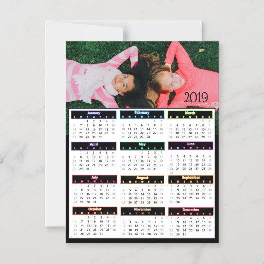 2019 Persoonlijke Photo Mini Calendar Magnetische Uitnodiging (Voorkant)