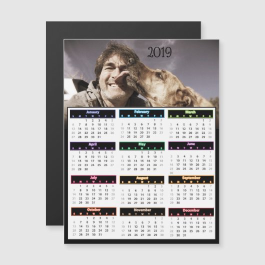 2019 Persoonlijke Photo Mini Calendar Magnetische Uitnodiging (Voorkant / Achterkant)
