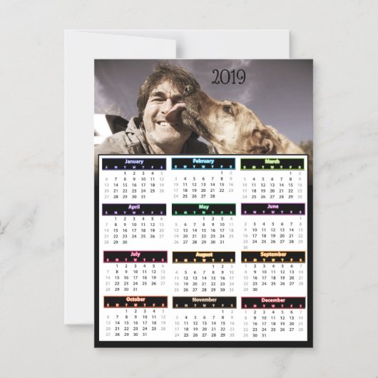 2019 Persoonlijke Photo Mini Calendar Magnetische Uitnodiging (Voorkant)