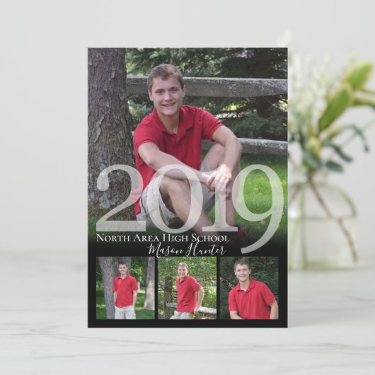 2019 Senior Memories Quad Foto Afstuderen Kaart (Staand voorkant)