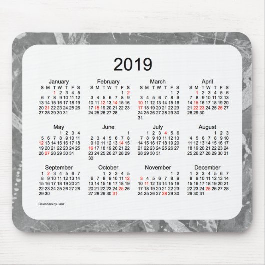 2019 Silver Holiday Agenda van de Janz-Muismat Muismat (Voorkant)