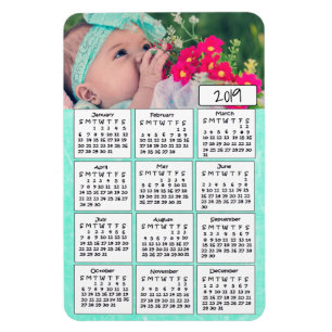 2019 Tijdschema - Aangepast Blauwgroen fotomagneet Magneet