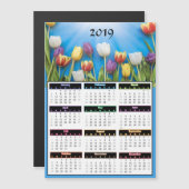 2019 Tulips Mini Magnet-agenda Magnetische Uitnodiging (Voorkant / Achterkant)