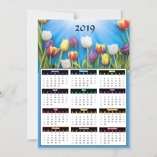 2019 Tulips Mini Magnet-agenda Magnetische Uitnodiging (Voorkant)