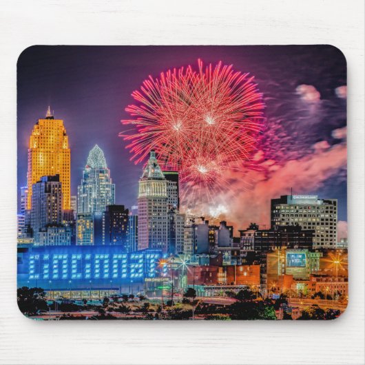 2019 WEBN Fireworks Cincinnati Skyline Foto Muismat (Voorkant)