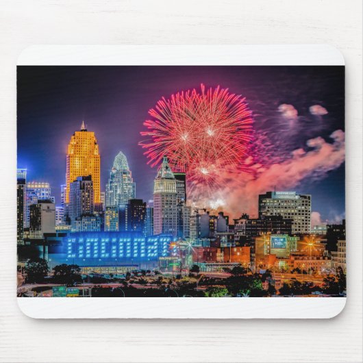 2019 WEBN Fireworks Cincinnati Skyline Foto Muismat (Voorkant)