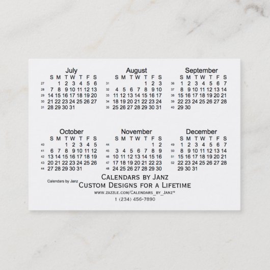 2019 White 52 Week Agenda by Janz Visitekaartjes (Achterkant)