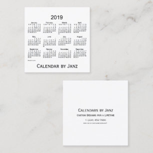 2019 White Calendar van Janz Square Visitekaartje