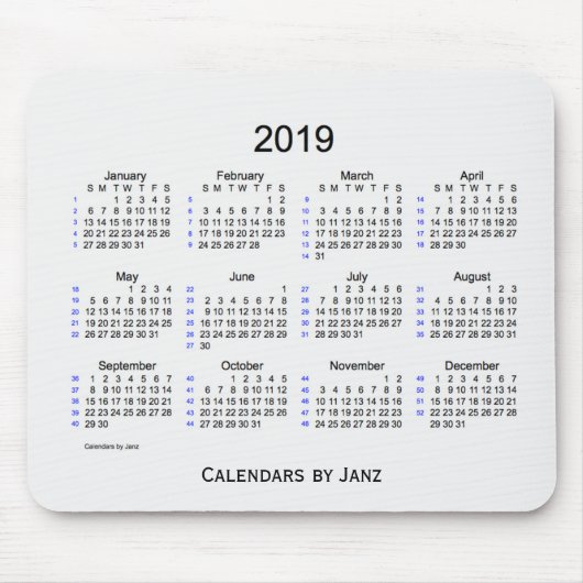 2019 White Smoke 52 Week Agenda van Janz Muismat (Voorkant)
