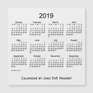 2019 White Smoke Calendar van Janz 5x5 Magnet