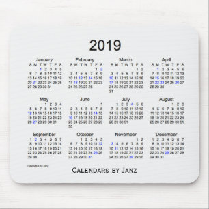 2019 White Smoke Holiday Agenda van Janz Mousepad Muismat