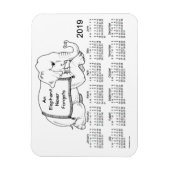 2019 Witte Olifant Kalender door Janz 3x4 Magnet Magneet (Verticaal)