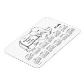 2019 Witte Olifant Kalender door Janz 3x4 Magnet Magneet (Linkerzijde)