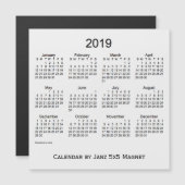 2019 Witte Rookkalender door Janz 5x5 Magnet (Voorkant / Achterkant)