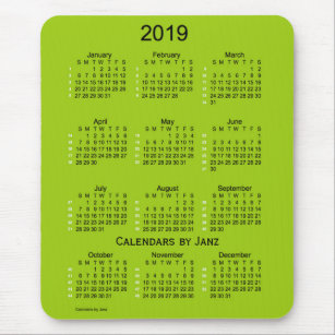 2019 Yellowgreen agenda van 52 weken, ingediend do Muismat