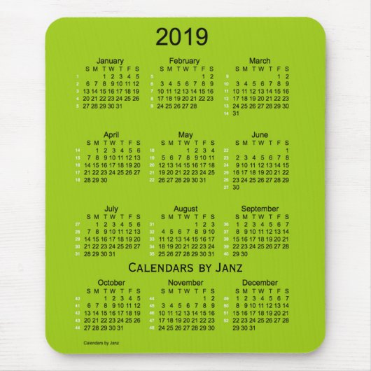 2019 Yellowgreen agenda van 52 weken, ingediend do Muismat (Voorkant)
