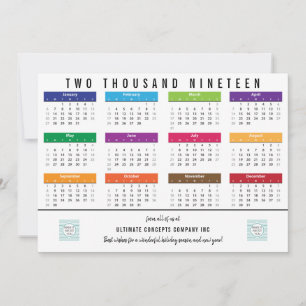 2019 Zakelijke Kalender Bedankt op Achterkant Feestdagenkaart