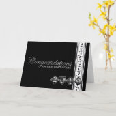 2019 Zwart & Zilver Afstuderen Gefeliciteerd Kaart (Gele Bloem)