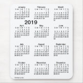 2019 zwarte en witte grote afdrukagenda van Janz Muismat (Voorkant)