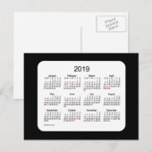2019 Zwarte Mini Holiday Kalender van Janz Feestdagenkaart (Voorkant / Achterkant)