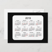 2019 Zwarte Mini Kerstkalender van Janz Feestdagenkaart (Voorkant / Achterkant)
