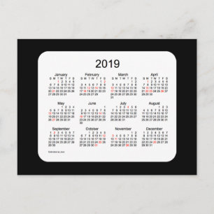 2019 Zwarte Mini Kerstkalender van Janz Feestdagenkaart